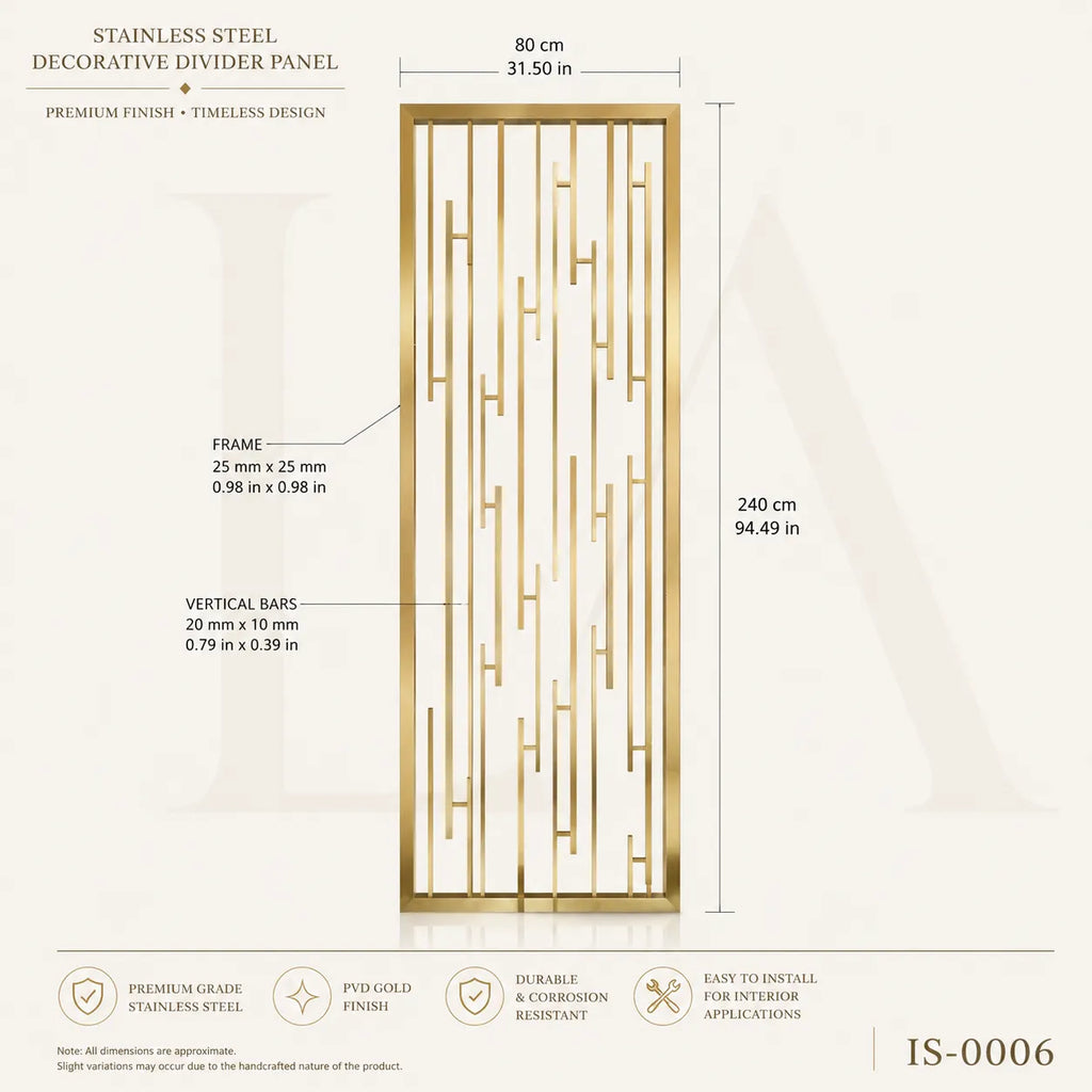 Luxury Gold Stainless Steel Decorative Screen Panel for Modern Interior Spaces