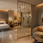 Luxury Gold Stainless Steel Decorative Screen with Textured Glass Inserts