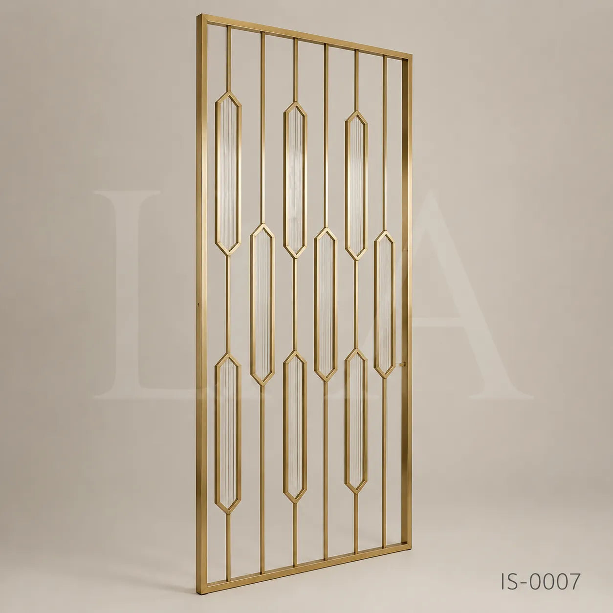 Luxury Gold Stainless Steel Decorative Screen with Textured Glass Inserts