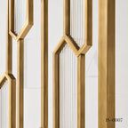 Luxury Gold Stainless Steel Decorative Screen with Textured Glass Inserts