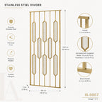 Luxury Gold Stainless Steel Decorative Screen with Textured Glass Inserts