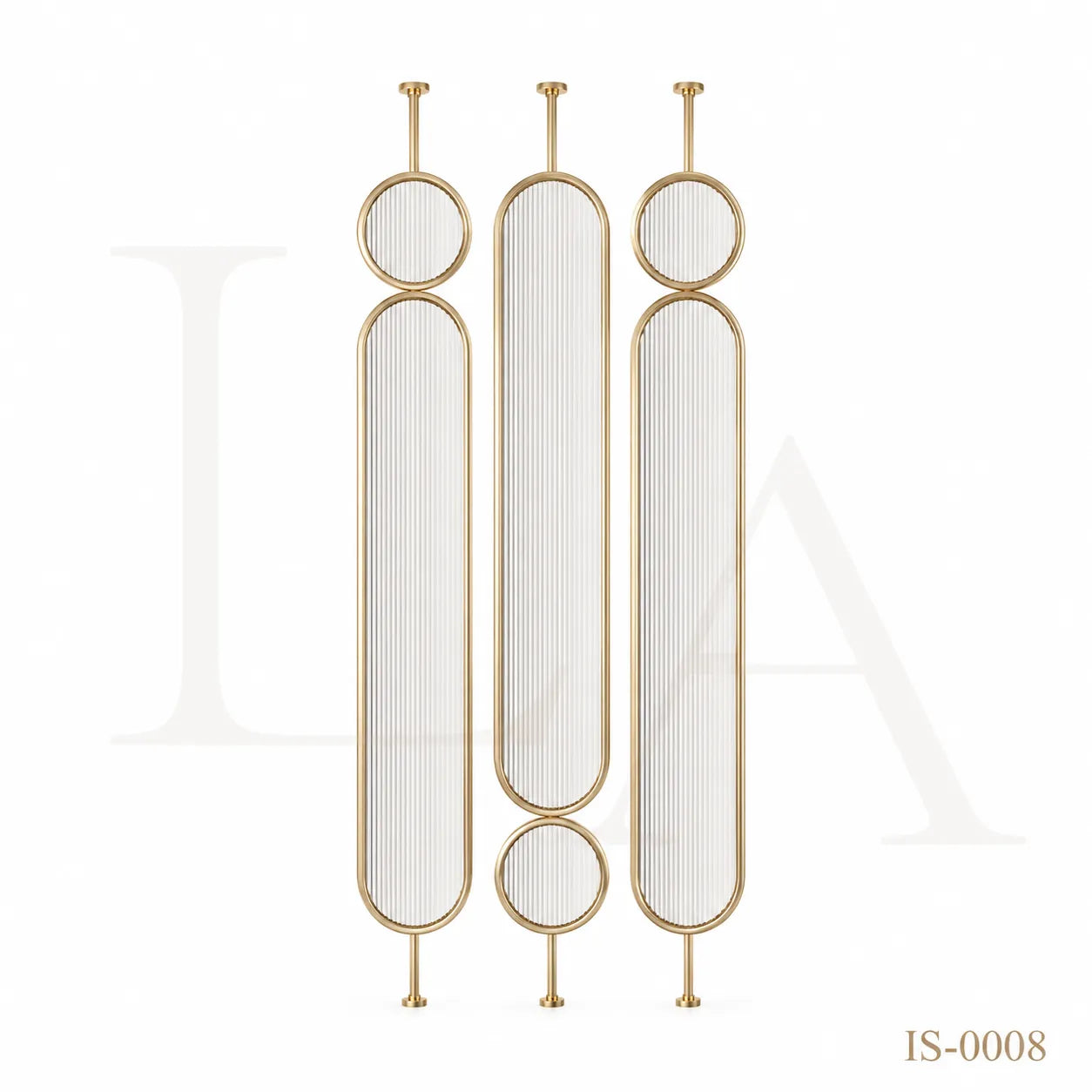 Luxury Gold Stainless Steel Room Divider with Fluted Glass Panels