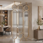 Luxury Gold Stainless Steel Room Divider with Fluted Glass Panels