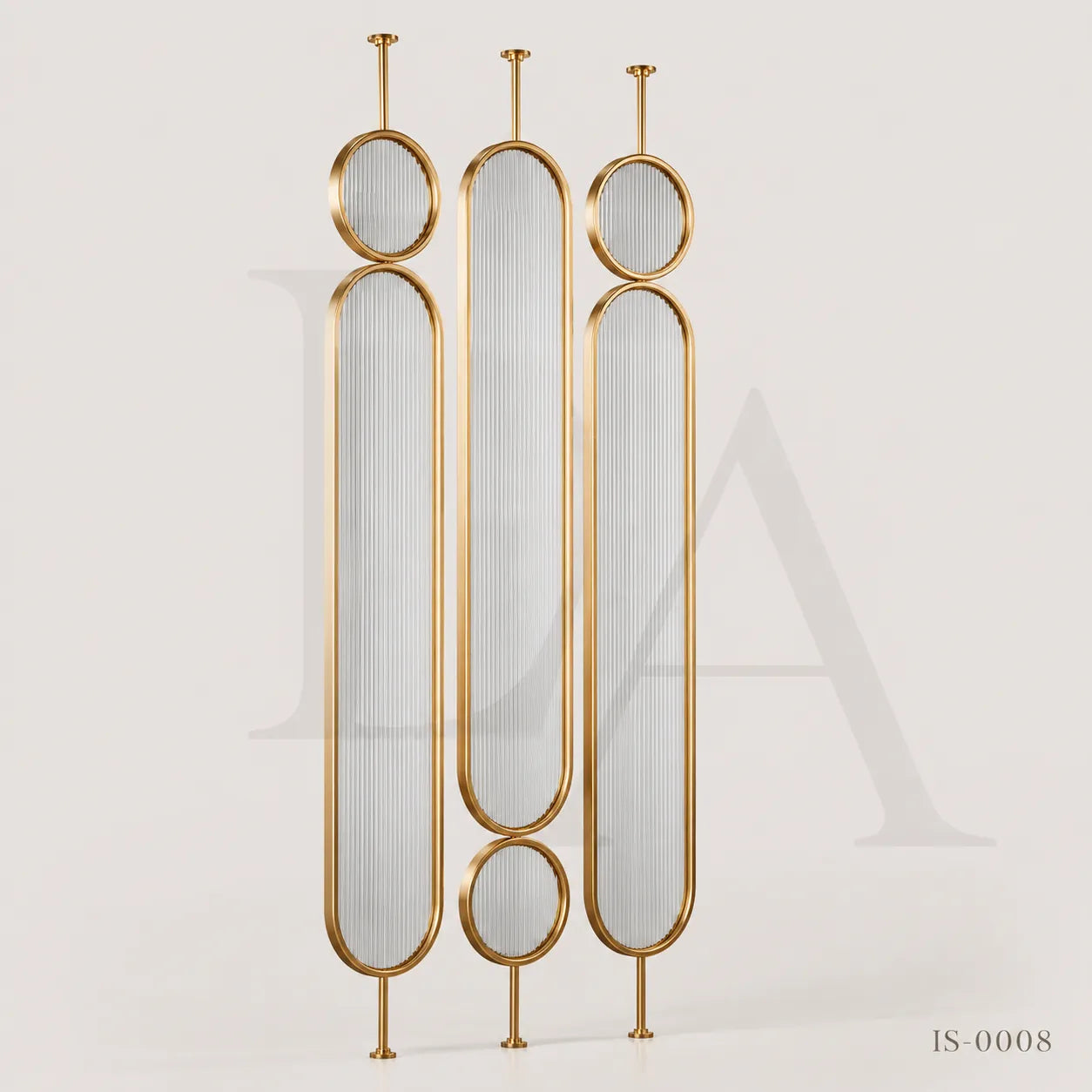 Luxury Gold Stainless Steel Room Divider with Fluted Glass Panels