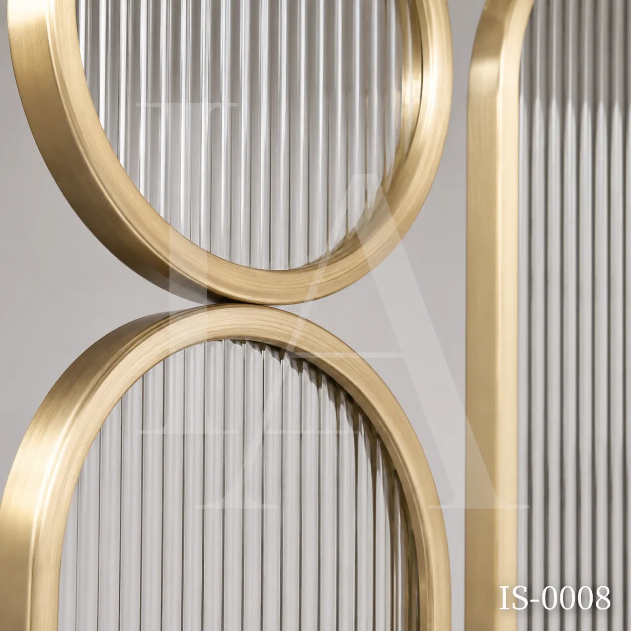Luxury Gold Stainless Steel Room Divider with Fluted Glass Panels