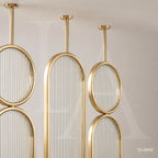 Luxury Gold Stainless Steel Room Divider with Fluted Glass Panels