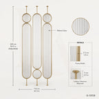 Luxury Gold Stainless Steel Room Divider with Fluted Glass Panels