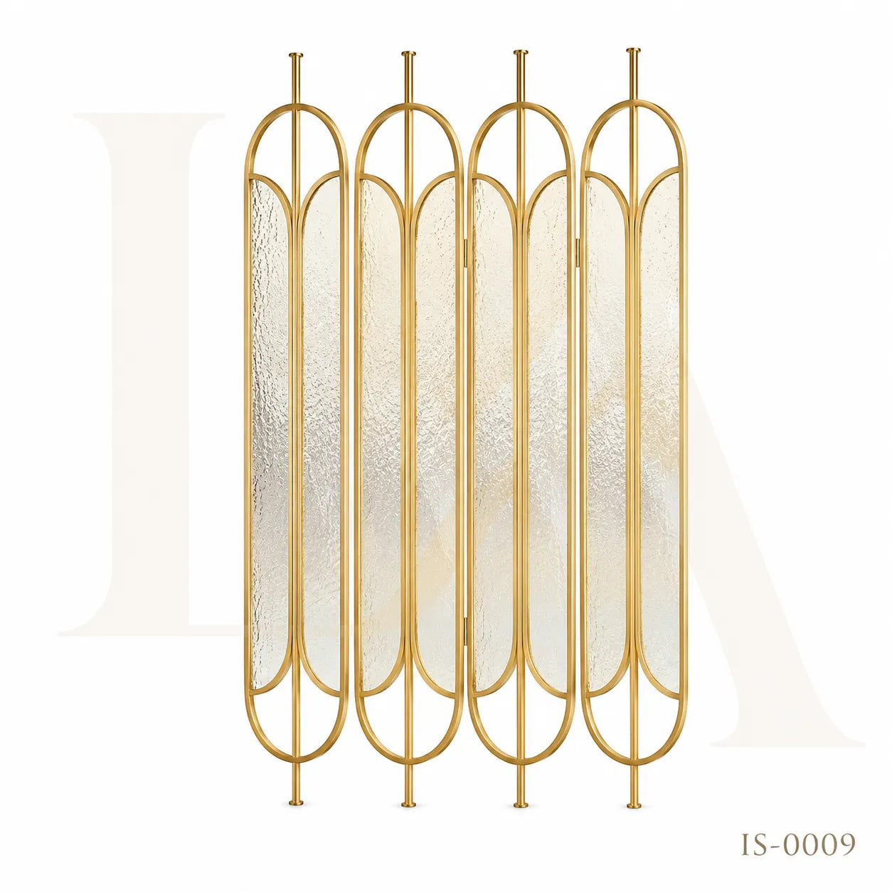 Luxury Gold Stainless Steel Decorative Screen with Artistic Textured Glass