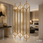 Luxury Gold Stainless Steel Decorative Screen with Artistic Textured Glass
