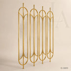 Luxury Gold Stainless Steel Decorative Screen with Artistic Textured Glass