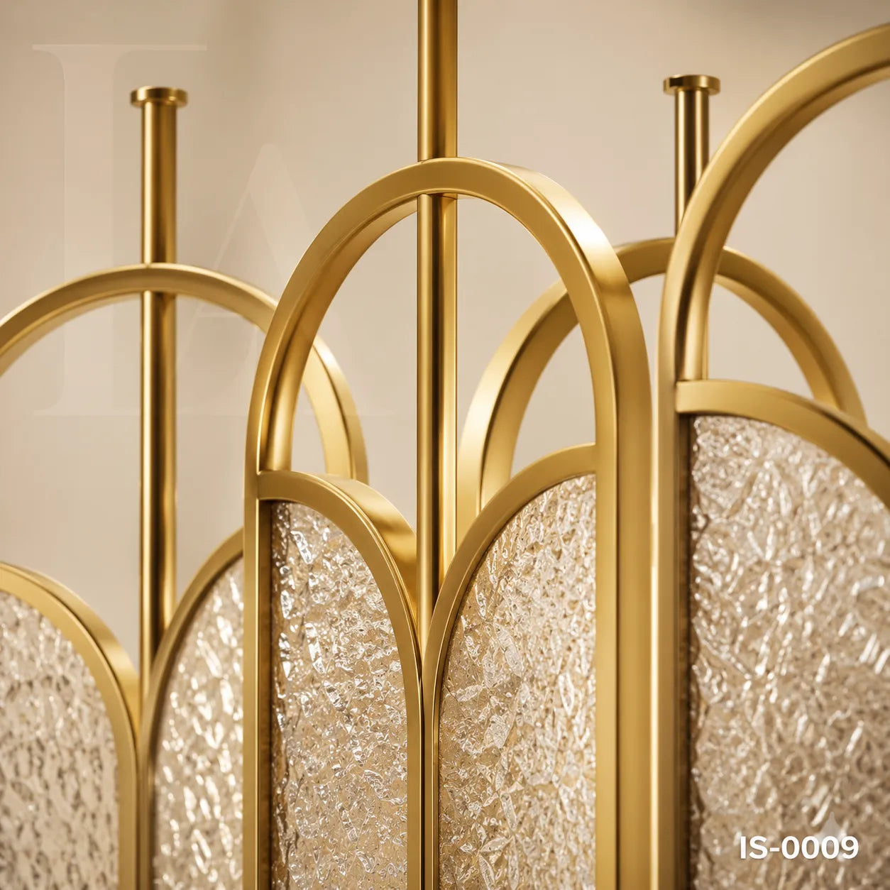 Luxury Gold Stainless Steel Decorative Screen with Artistic Textured Glass