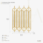 Luxury Gold Stainless Steel Decorative Screen with Artistic Textured Glass