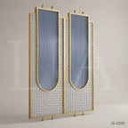 Luxury Gold Stainless Steel Decorative Screen with Fluted & Crystal Glass Panels
