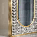 Luxury Gold Stainless Steel Decorative Screen with Fluted & Crystal Glass Panels