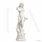 Hand-Carved White Marble Maiden Statue | Classical Garden & Interior Sculpture