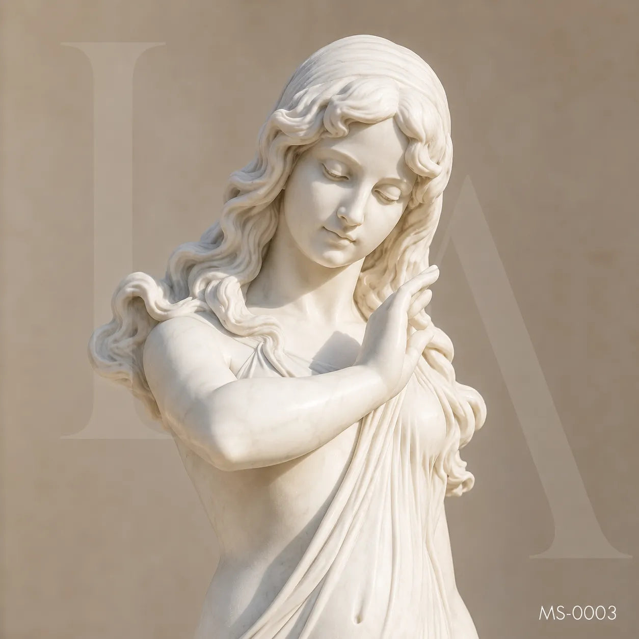 Hand-Carved White Marble Maiden Statue | Classical Garden & Interior Sculpture