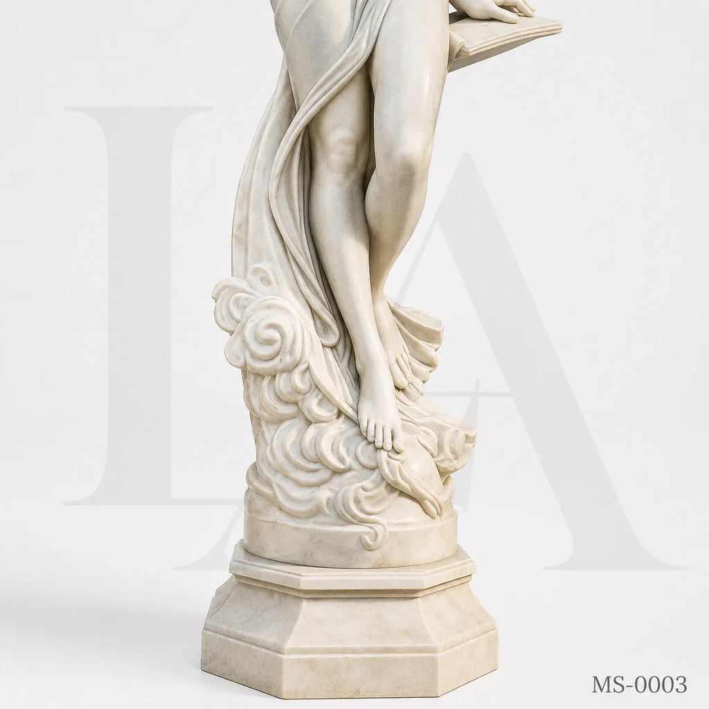 Hand-Carved White Marble Maiden Statue | Classical Garden & Interior Sculpture