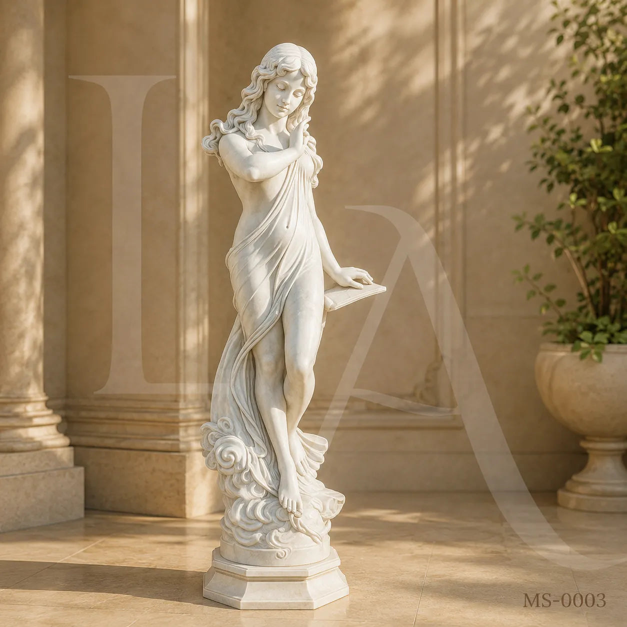 Hand-Carved White Marble Maiden Statue | Classical Garden & Interior Sculpture