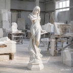 Hand-Carved White Marble Maiden Statue | Classical Garden & Interior Sculpture