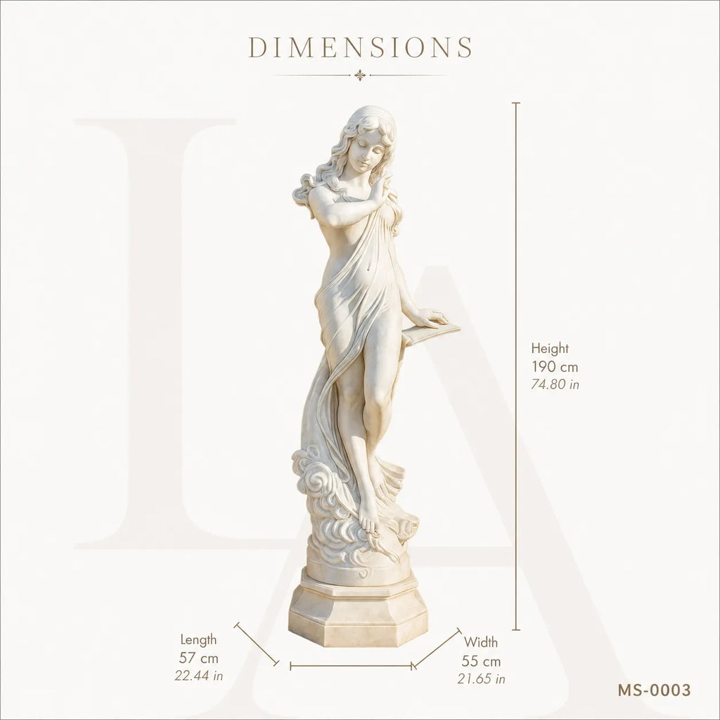 Hand-Carved White Marble Maiden Statue | Classical Garden & Interior Sculpture