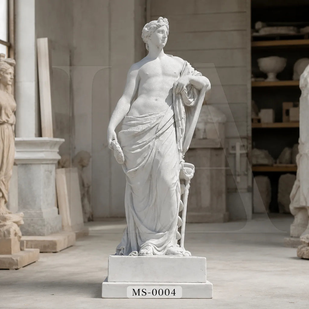 Classical White Marble Roman Male Statue | Luxury Garden Sculpture