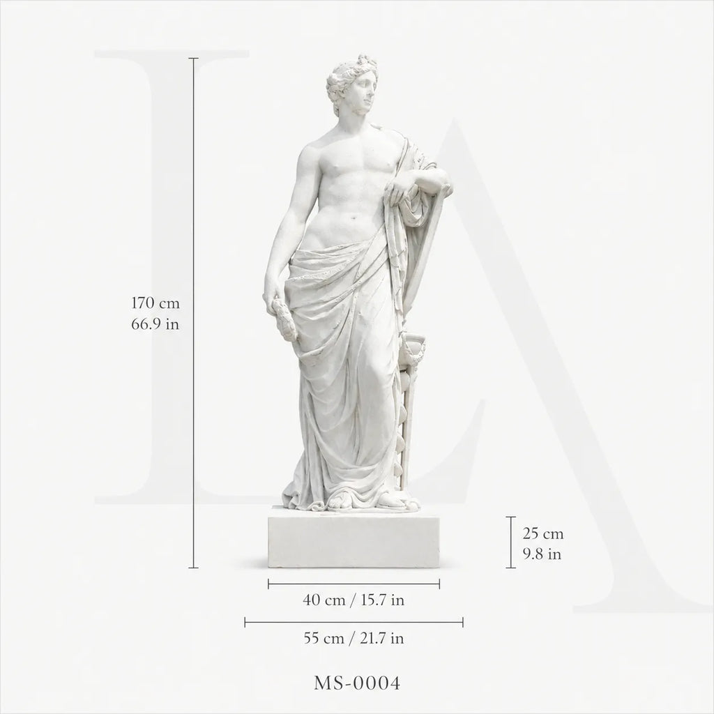 Classical White Marble Roman Male Statue | Luxury Garden Sculpture