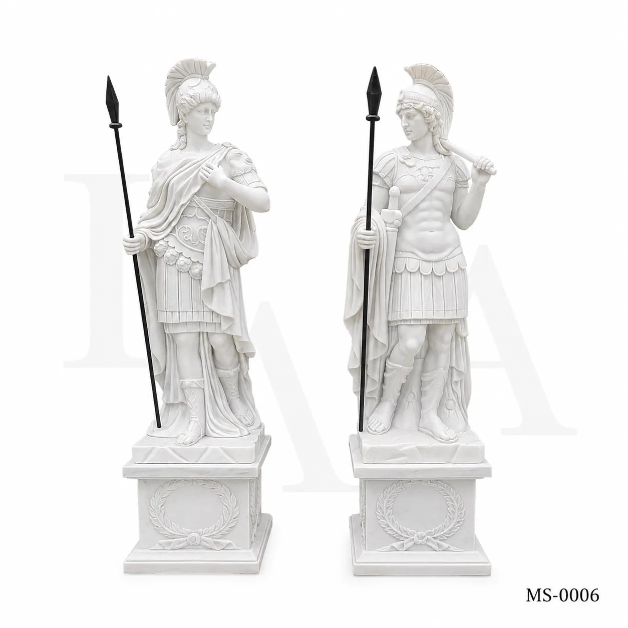 Classical Roman Warrior Marble Statues | Luxury Garden Entrance Sculpture