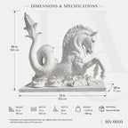 Mythical Seahorse Marble Fountain Sculpture | Luxury Neoclassical Water Feature Statue
