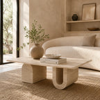 Travertine U-Base Coffee Table