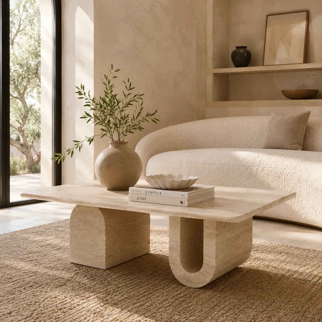 Travertine U-Base Coffee Table