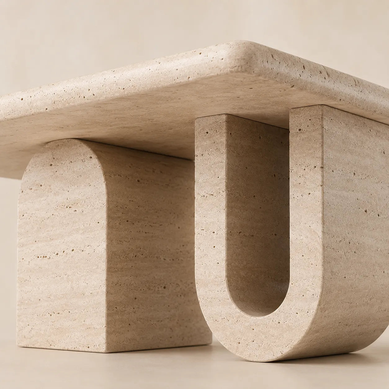 Travertine U-Base Coffee Table