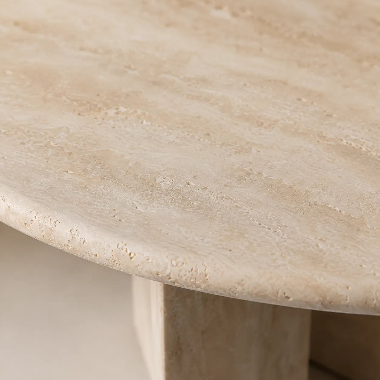 Oval Travertine Coffee Table with Slab Legs