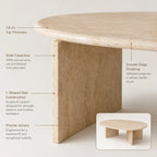 Oval Travertine Coffee Table with Slab Legs