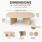 Oval Travertine Coffee Table with Slab Legs