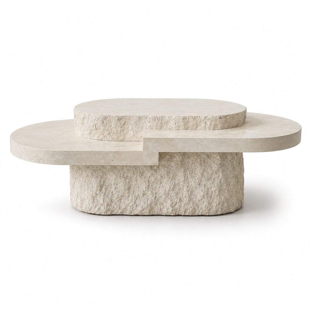 Layered Travertine Coffee Table