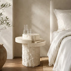 Layered Travertine Side Table