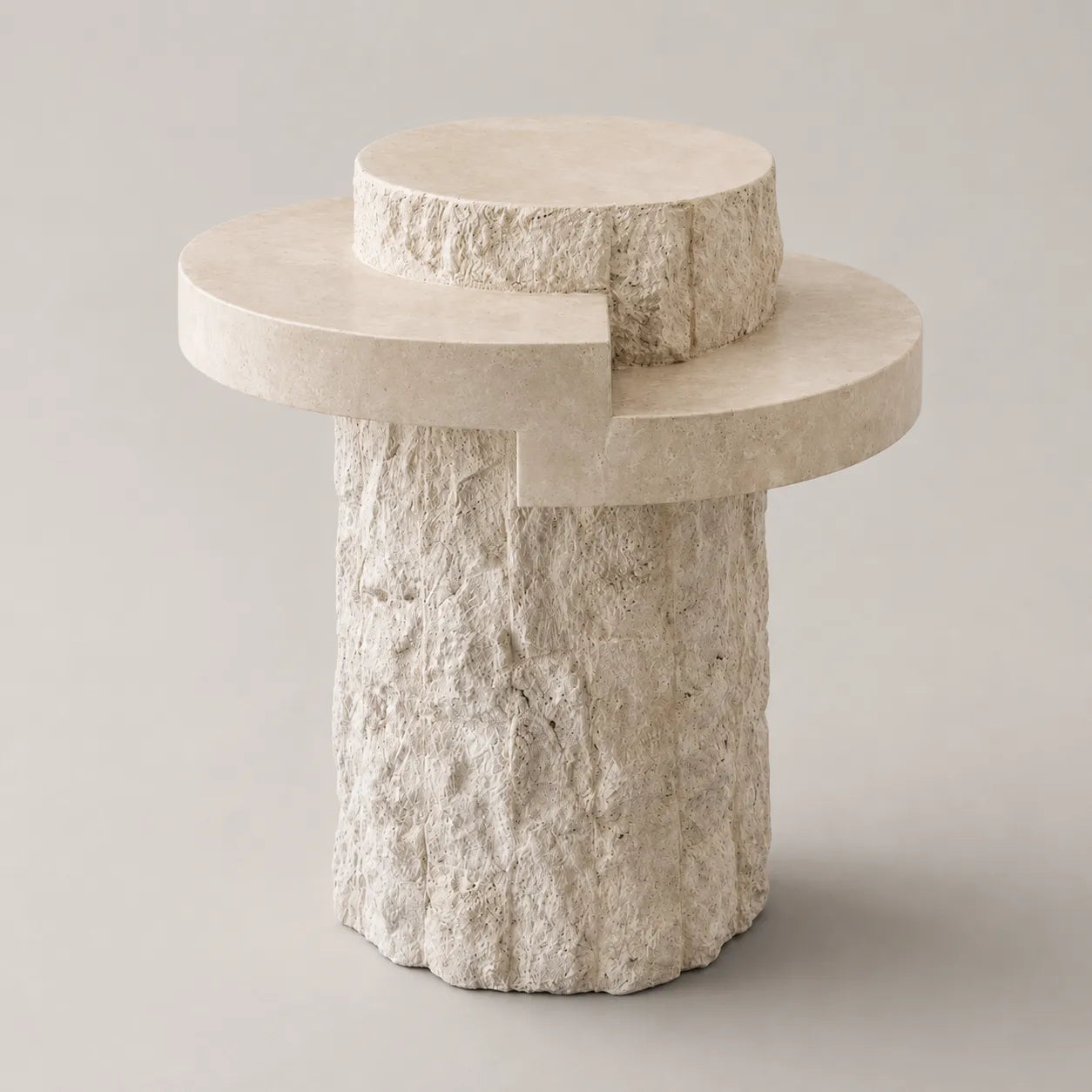 Layered Travertine Side Table