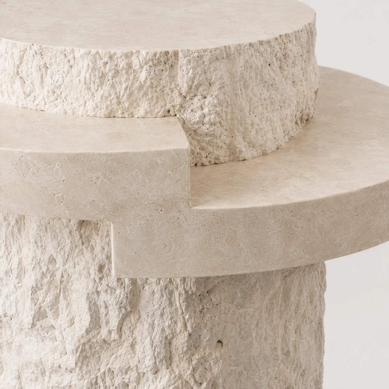 Layered Travertine Side Table