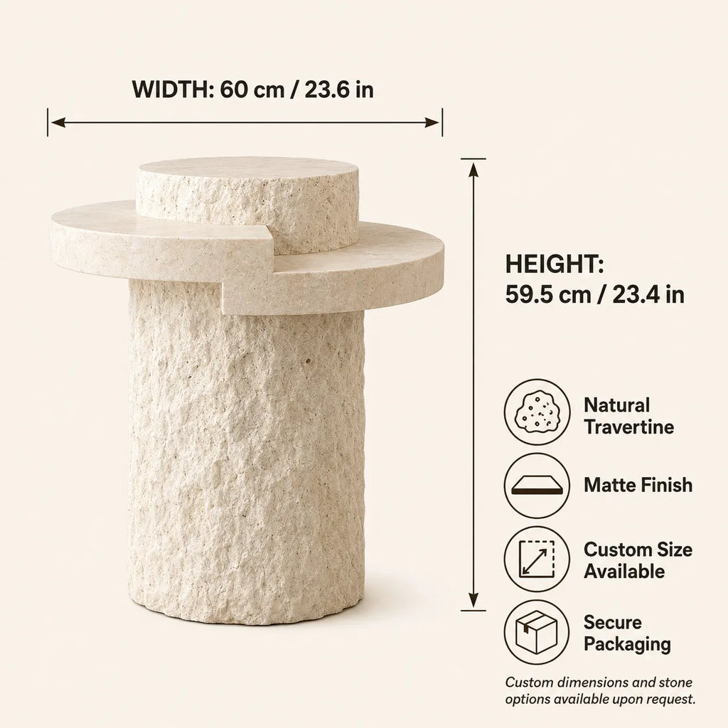 Layered Travertine Side Table