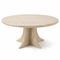Round Travertine Coffee Table with Sculptural Base
