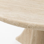Round Travertine Coffee Table with Sculptural Base