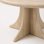 Round Travertine Coffee Table with Sculptural Base