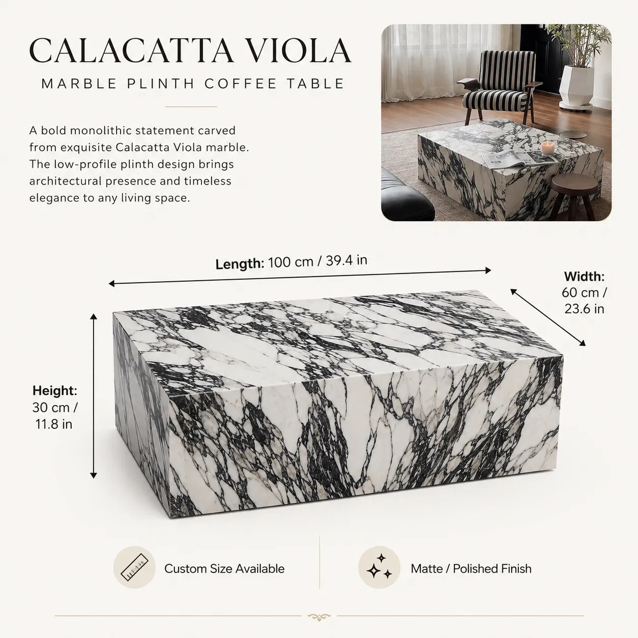 Calacatta Viola Marble Coffee Table