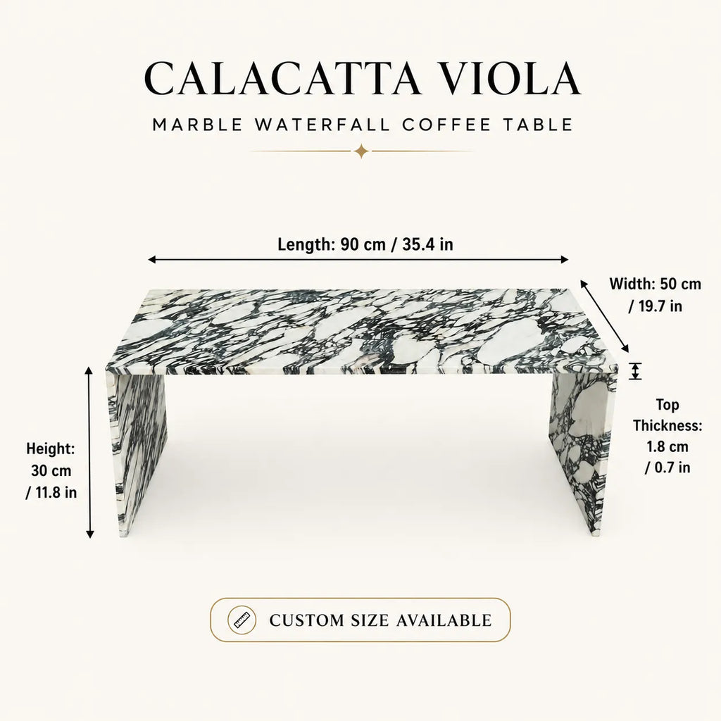 Calacatta Viola Marble Waterfall Coffee Table