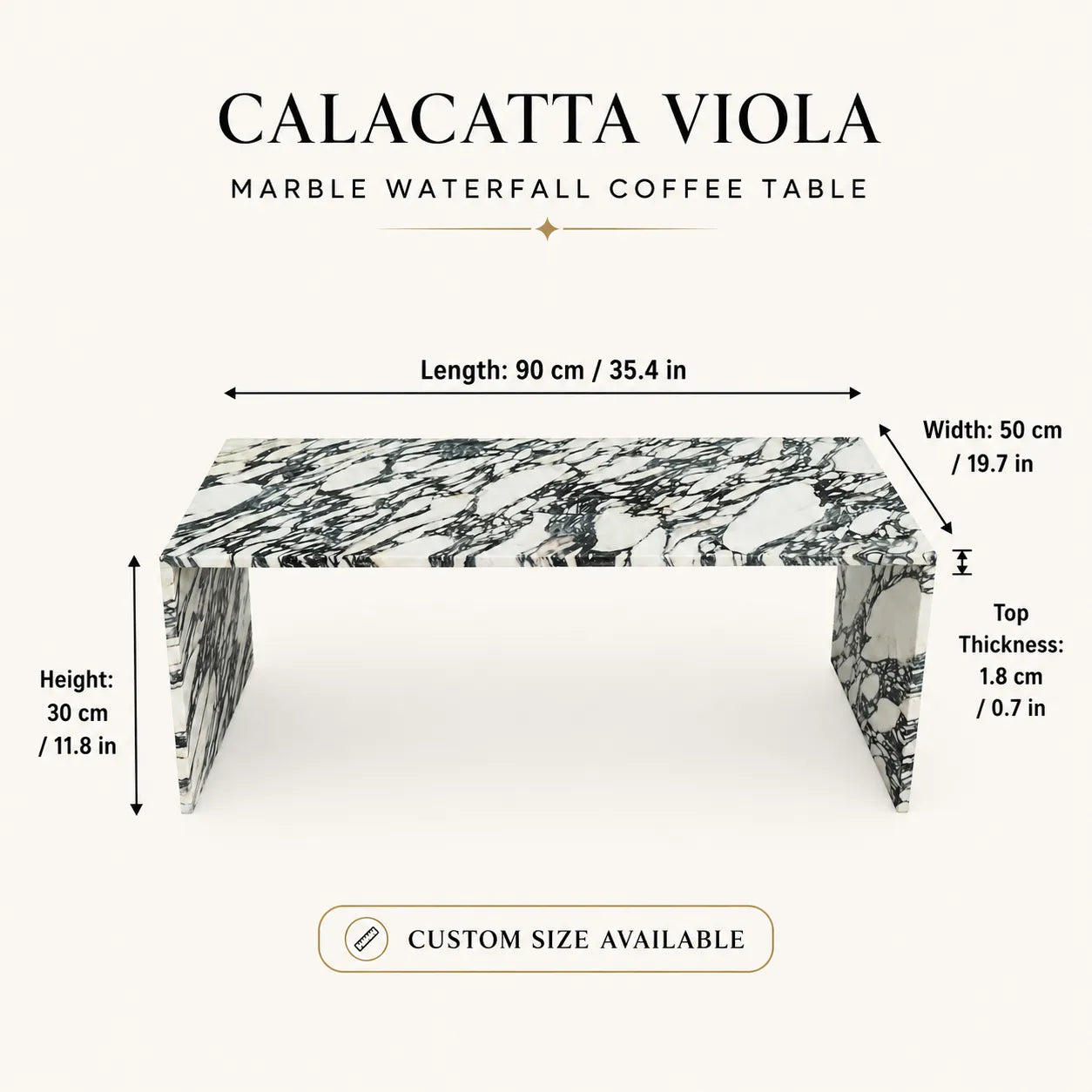 Calacatta Viola Marble Waterfall Coffee Table