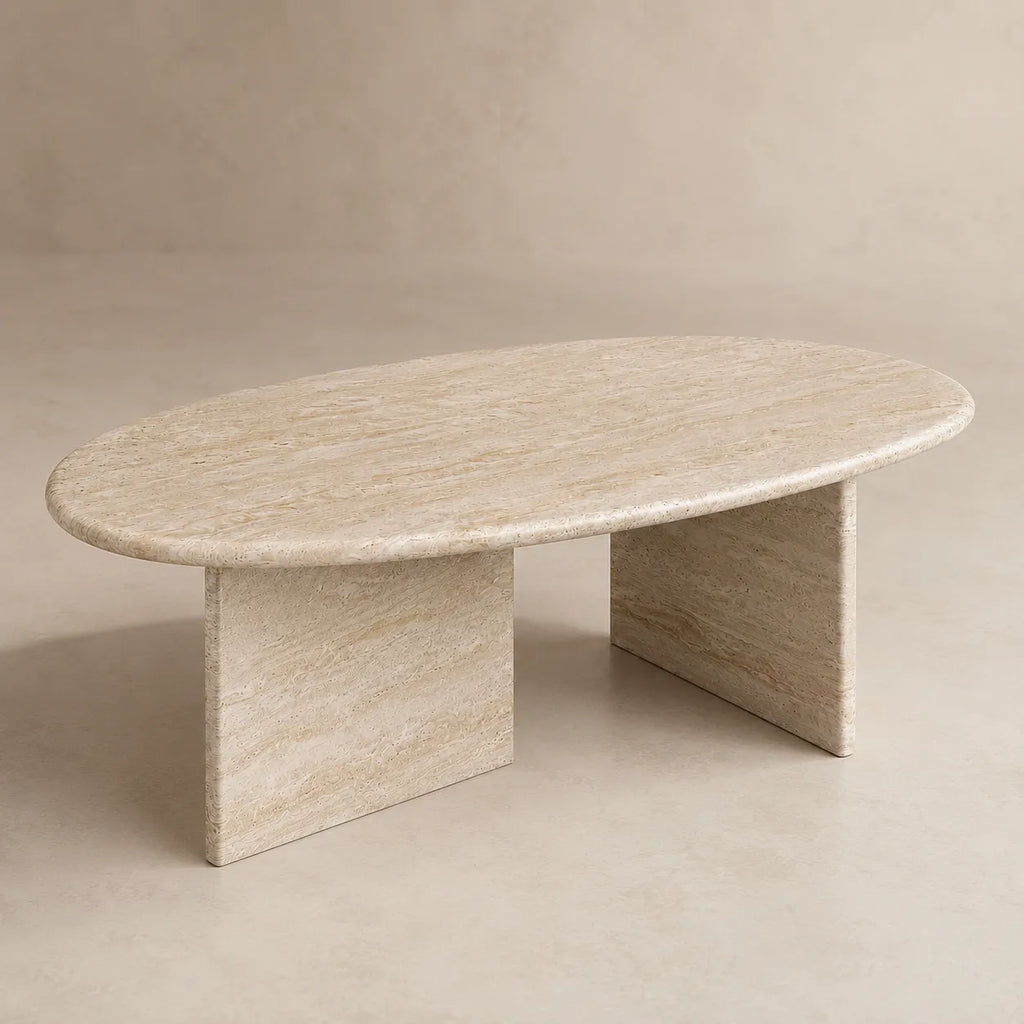 Organic White Travertine Coffee Table