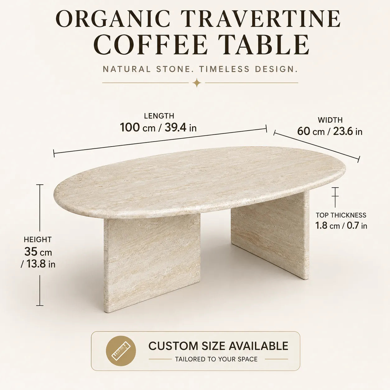 Organic White Travertine Coffee Table