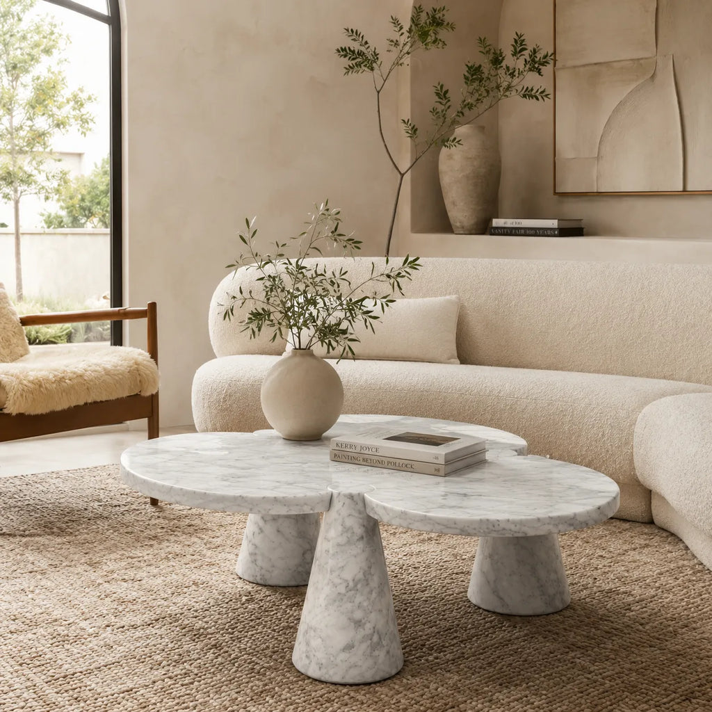 Carrara Marble Clover Coffee Table