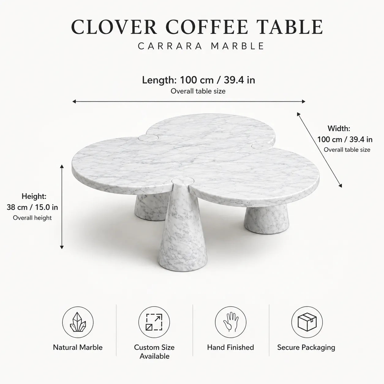 Carrara Marble Clover Coffee Table