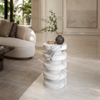 Sculptural Marble Pedestal Side Table